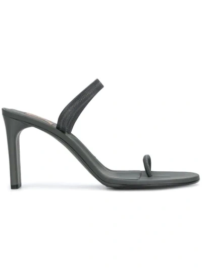 Shop Yeezy Overlocked Toe Strap Sandals In Grey