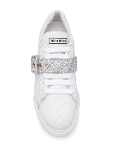 Shop Miu Miu Glitter Detail Low-top Sneakers In F0j36