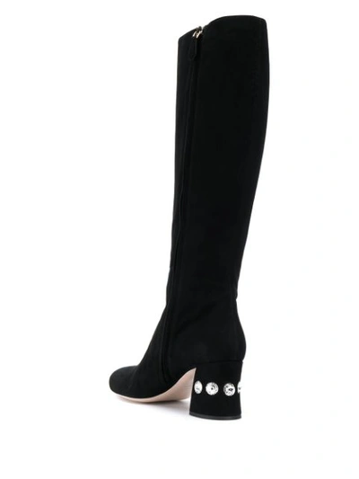 Shop Miu Miu Crystal-embellished Boots In Black