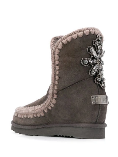 Shop Mou Eskimo Wedge Short Boots In Grey