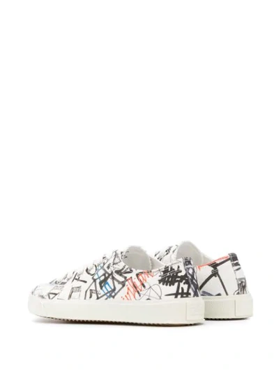 Shop Maison Margiela Tabi Graffiti-print Sneakers In White