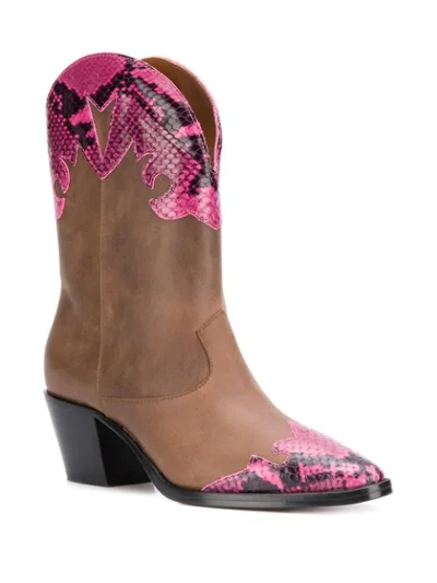 Shop Paris Texas Leather Cowboy Boots In Brown