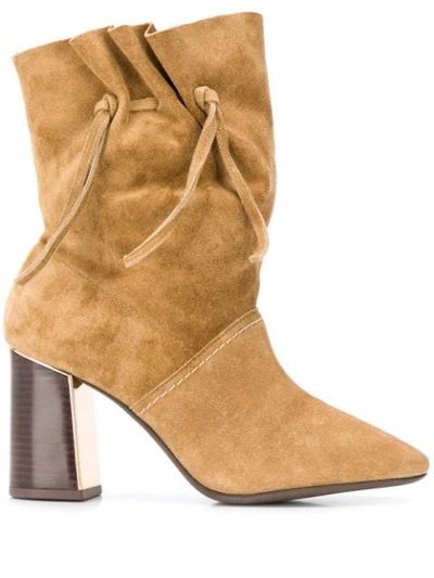 Shop Tory Burch Drawstring Side Detail Boots In Brown