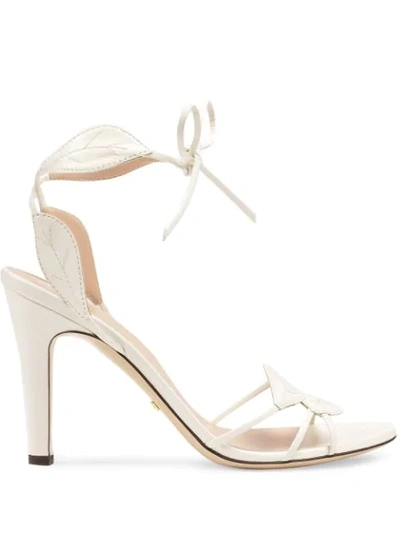Shop Gucci Leaf Details Sandals In White