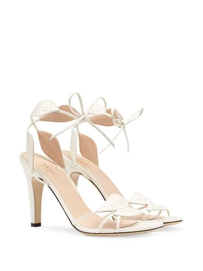 Shop Gucci Leaf Details Sandals In White
