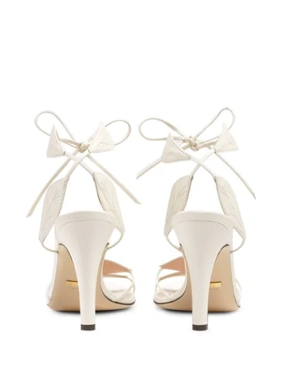 Shop Gucci Leaf Details Sandals In White