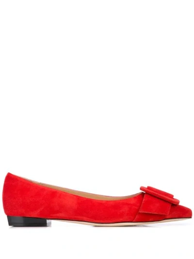 Shop Sergio Rossi Buckled Ballerina Shoes In Red