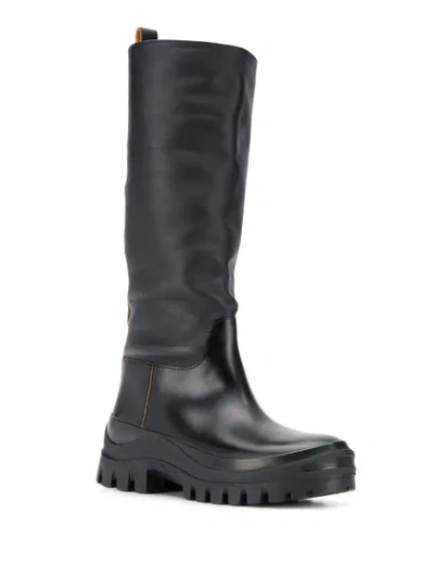 Shop Jil Sander Ridged Sole Mid-calf Boots In Black