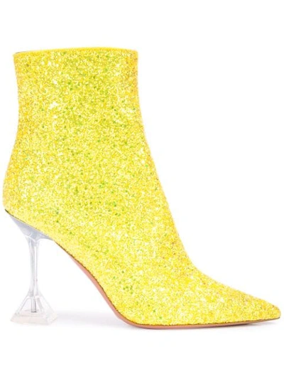 Shop Amina Muaddi Giorgia Ankle Boots In Yellow