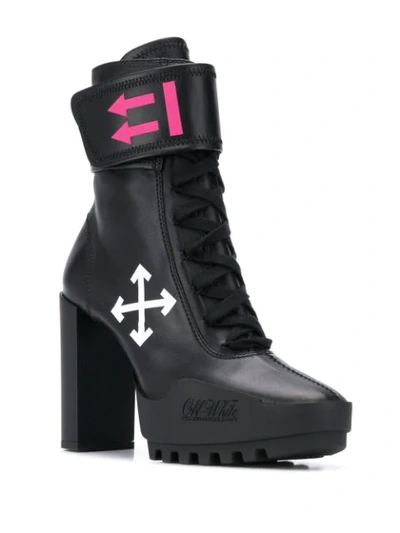 Off-white Logo-print Leather Ankle Boots In Black | ModeSens