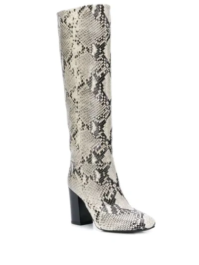 Shop Twinset Snakeskin Effect Knee-high Boots In Green