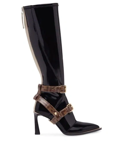 FENDI FF MOTIF CAGE DETAIL BOOTS 