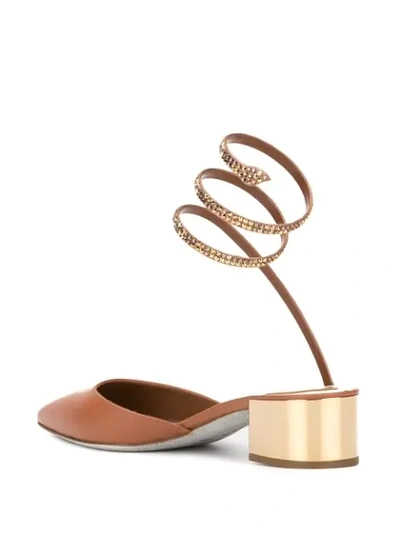 Shop René Caovilla Cleo Metallic Block Heel Sandals In Brown