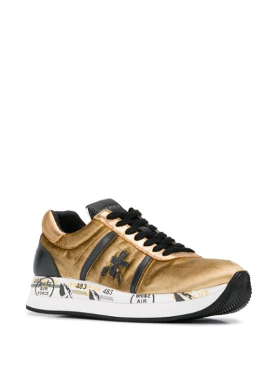 Shop Premiata Conny Metallic Sneakers In Gold