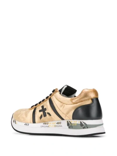 Shop Premiata Conny Metallic Sneakers In Gold