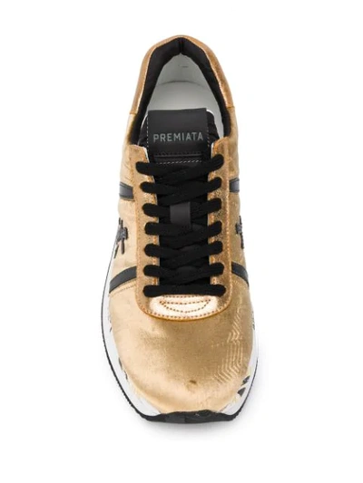 Shop Premiata Conny Metallic Sneakers In Gold