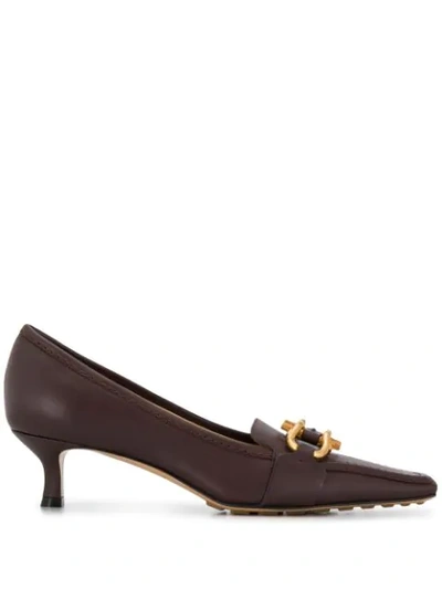 Shop Bottega Veneta Pointed Kitten Heel Pumps In Brown