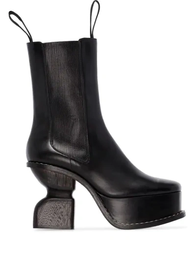 Shop Loewe 100mm Leather Platform Boots In Black