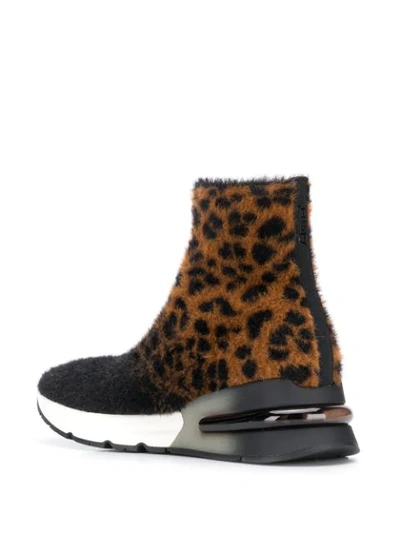 Shop Ash Leopard Print Sneaker Boots In Black