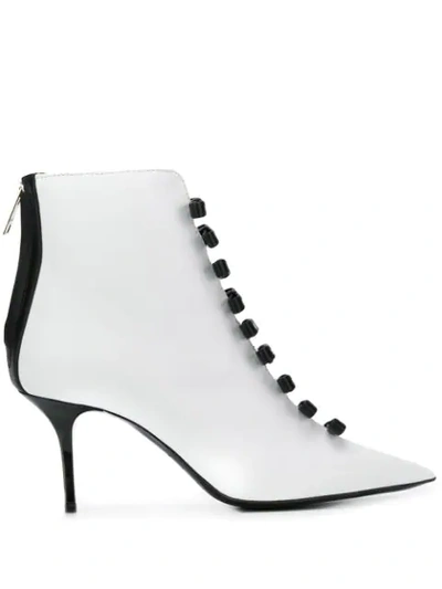 Shop Msgm Bow Detail Booties In White