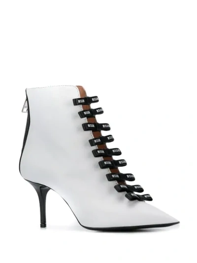 Shop Msgm Bow Detail Booties In White