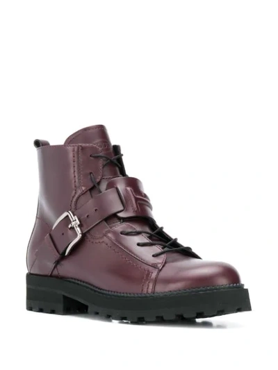 Shop Tod's Double T Cargo Boots In Purple