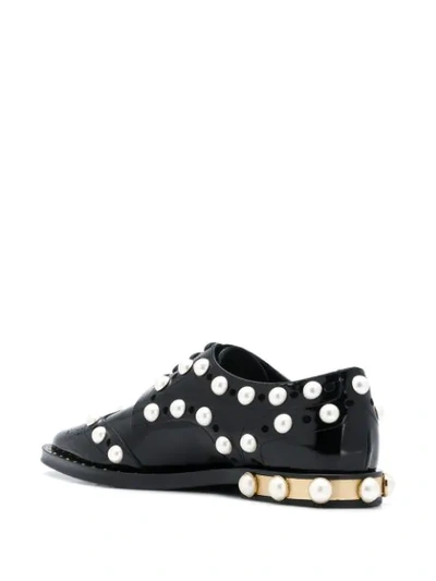 Shop Dolce & Gabbana Embellished Perforated Lace-up Shoes In Black