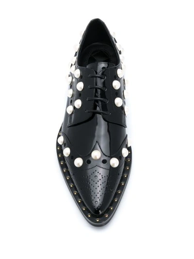 Shop Dolce & Gabbana Embellished Perforated Lace-up Shoes In Black