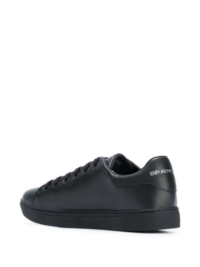 Shop Emporio Armani Rhinestone Low Top Sneakers In Black