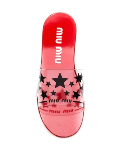 Shop Miu Miu Star Print Slides - Red