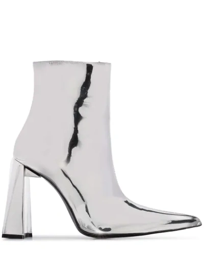 Shop Area 110mm Metallic Ankle Boots In Silver