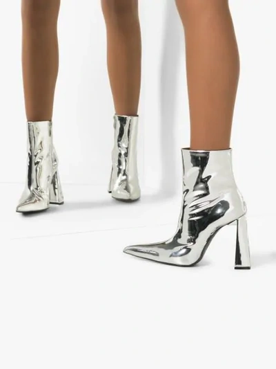 Shop Area 110mm Metallic Ankle Boots In Silver