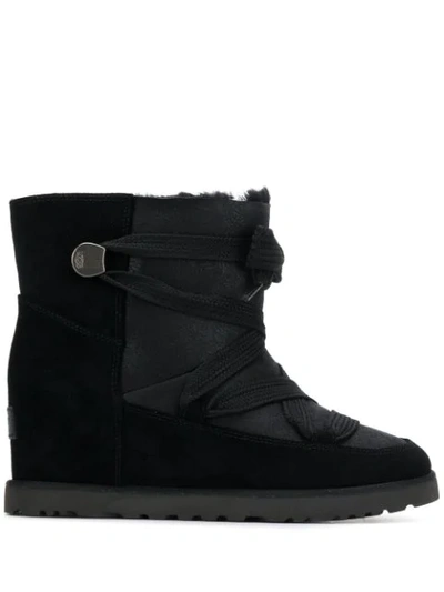 Shop Ugg Lace-up Wedged Boots In Black