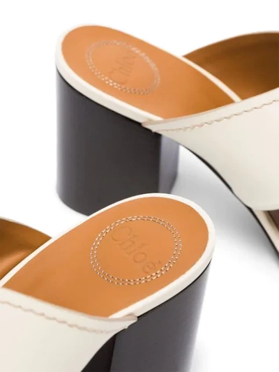 Shop Chloé 70mm Cross Over Block Heel Mules In Neutrals