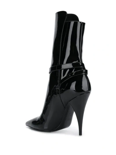 Shop Saint Laurent Pointed Patent 110mm Boots In Black