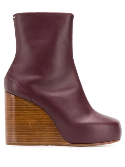 Shop Maison Margiela Square 100 Wedge Boots In Red