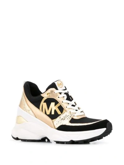 Shop Michael Michael Kors Mickey Sneakers In Gold ,black