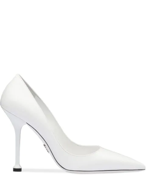 Prada Structured High-heel Pumps In White | ModeSens