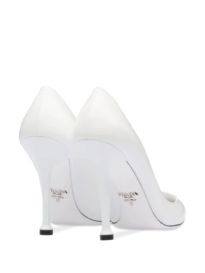 Shop Prada Structured High-heel Pumps In White