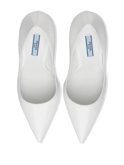Shop Prada Structured High-heel Pumps In White
