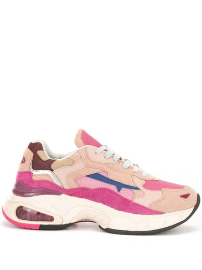 Shop Premiata Colour Block Panelled Sneakers In Pink