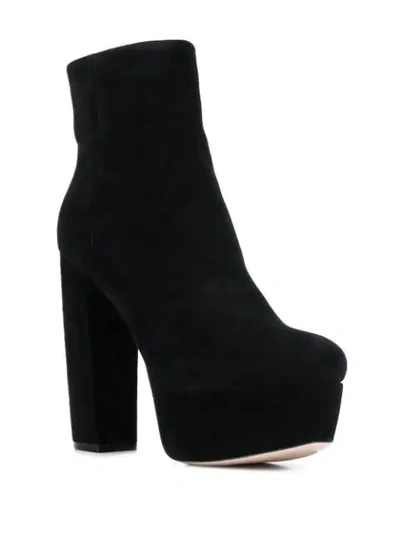 Miu Miu Suede Block-heel Platform Booties In F0002 Black