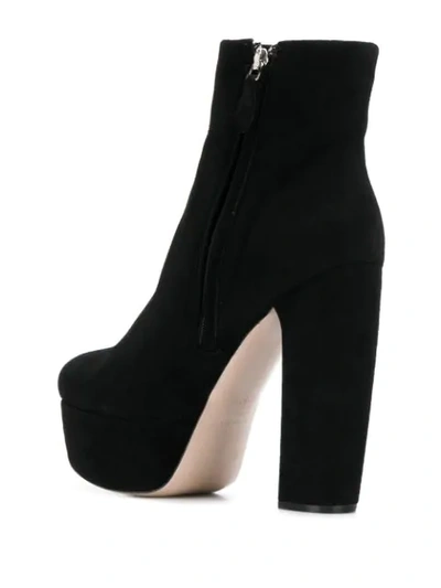 Miu Miu Suede Block-heel Platform Booties In F0002 Black