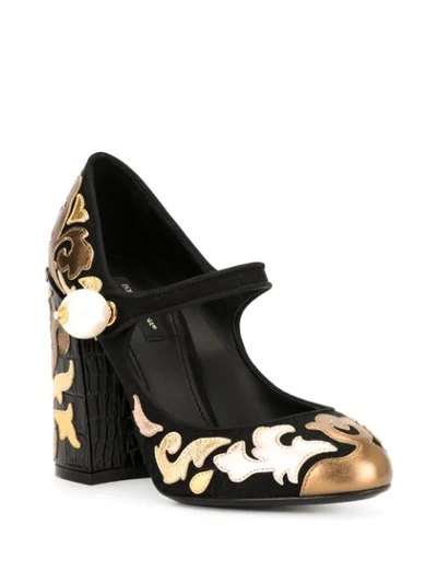 Shop Dolce & Gabbana Chunky-heel Multi-patch Pumps In Black