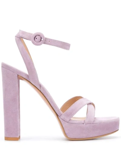 Shop Gianvito Rossi Crossover Strap Sandals In Purple