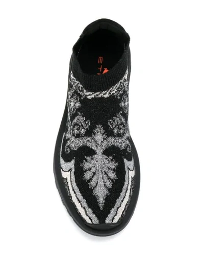 Shop Etro Two-tone Sock Sneakers In Black