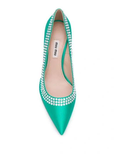 Shop Miu Miu Rhinestone Embellished Pumps In F0mye