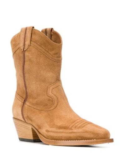 Shop Vic Matie Western Suede Boots In Neutrals