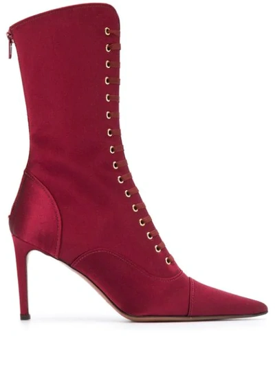 Shop L'autre Chose Ankle Lace-up Boots In Red