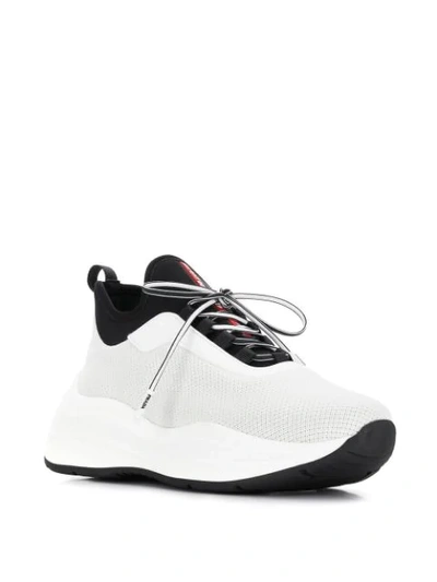 Shop Prada Platform Lace-up Sneakers - White